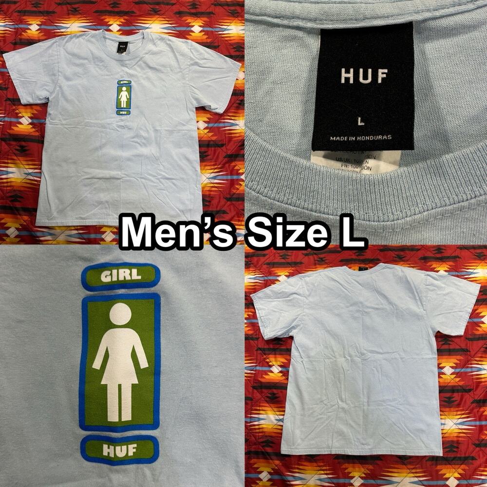 HUF x Girl Springwood Blue T-Shirt Men’s Size Large Skateboard